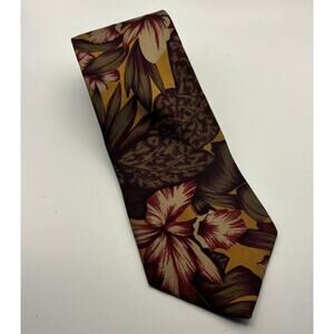 Vintage Christian Dior Monsieur Floral Tie Silk Tropical Wide Necktie